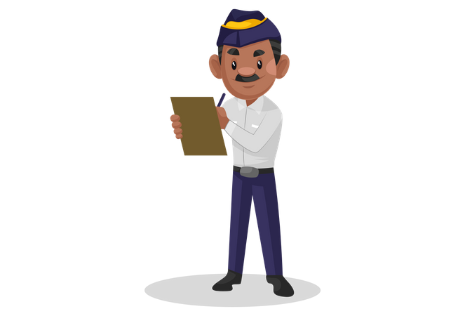 indian traffic police man writing challan illustration svg download png 2425180